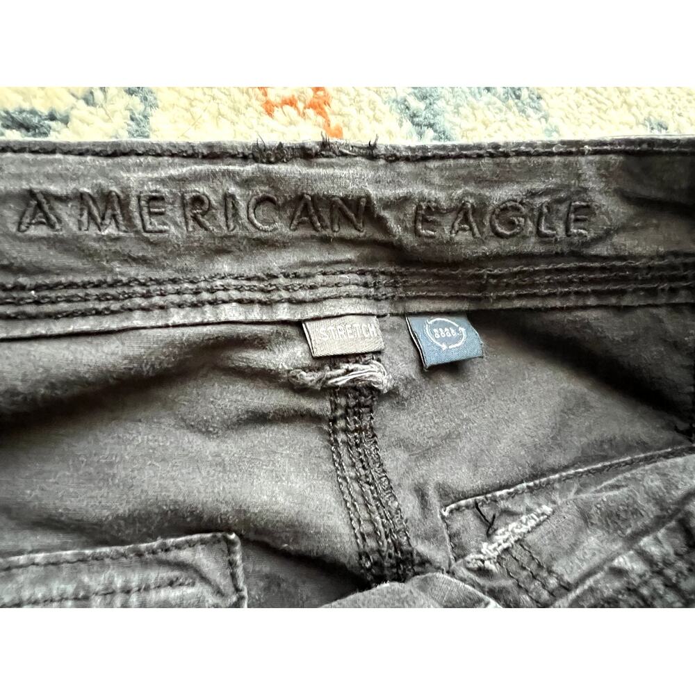 American Eagle AE Snappy Stretch Baggy Cargo Jogger Pants Black Size 6 - Picture 6 of 7
